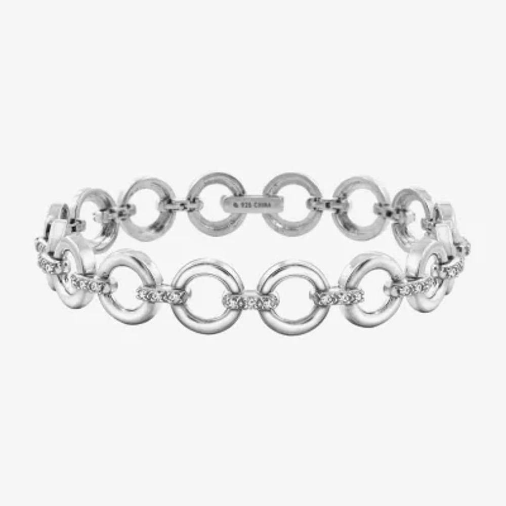 Diamonart Sterling Silver 7.25 Inch Circle Link Bracelet