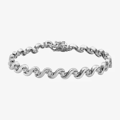 Diamonart Womens Cubic Zirconia Sterling Silver 7.25 Inch Tennis Bracelet
