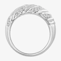 Diamonart Womens White Cubic Zirconia Sterling Silver Side Stone Cocktail Ring