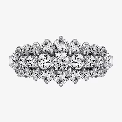 Diamonart Womens White Cubic Zirconia Sterling Silver Cluster Cocktail Ring