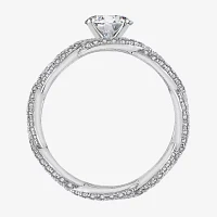 Diamonart Womens White Cubic Zirconia Sterling Silver Side Stone Bridal Set