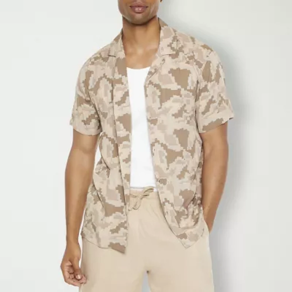 Forever 21 Mens Short Sleeve Floral Button-Down Shirt