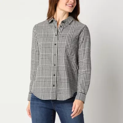 St. John's Bay Tall Womens Long Sleeve Relaxed Fit Button-Down Shirt