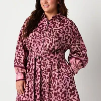 Ryegrass Womens Long Sleeve Paisley A-Line Dress Plus