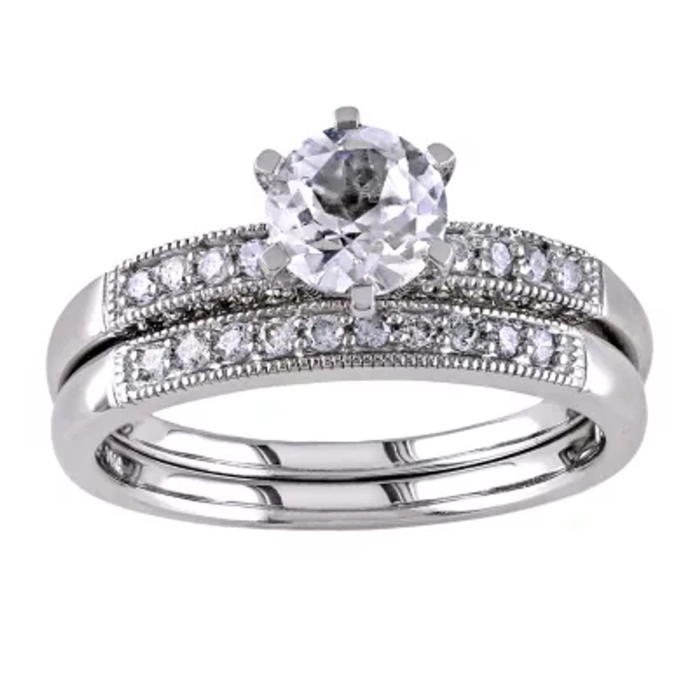 â…“ CT. T.W. Diamond & Lab-Created White Sapphire Bridal Ring Set