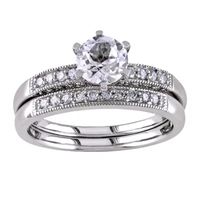 â…“ CT. T.W. Diamond & Lab-Created White Sapphire Bridal Ring Set