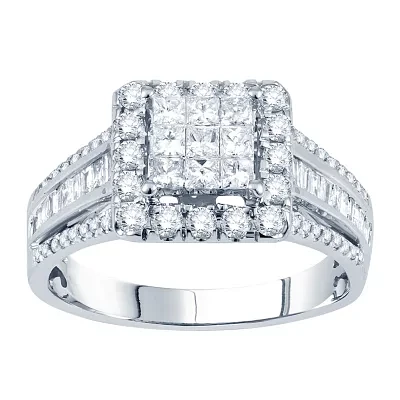 CT.T.W. Natural Princess Diamond Deco-Style Engagement Ring