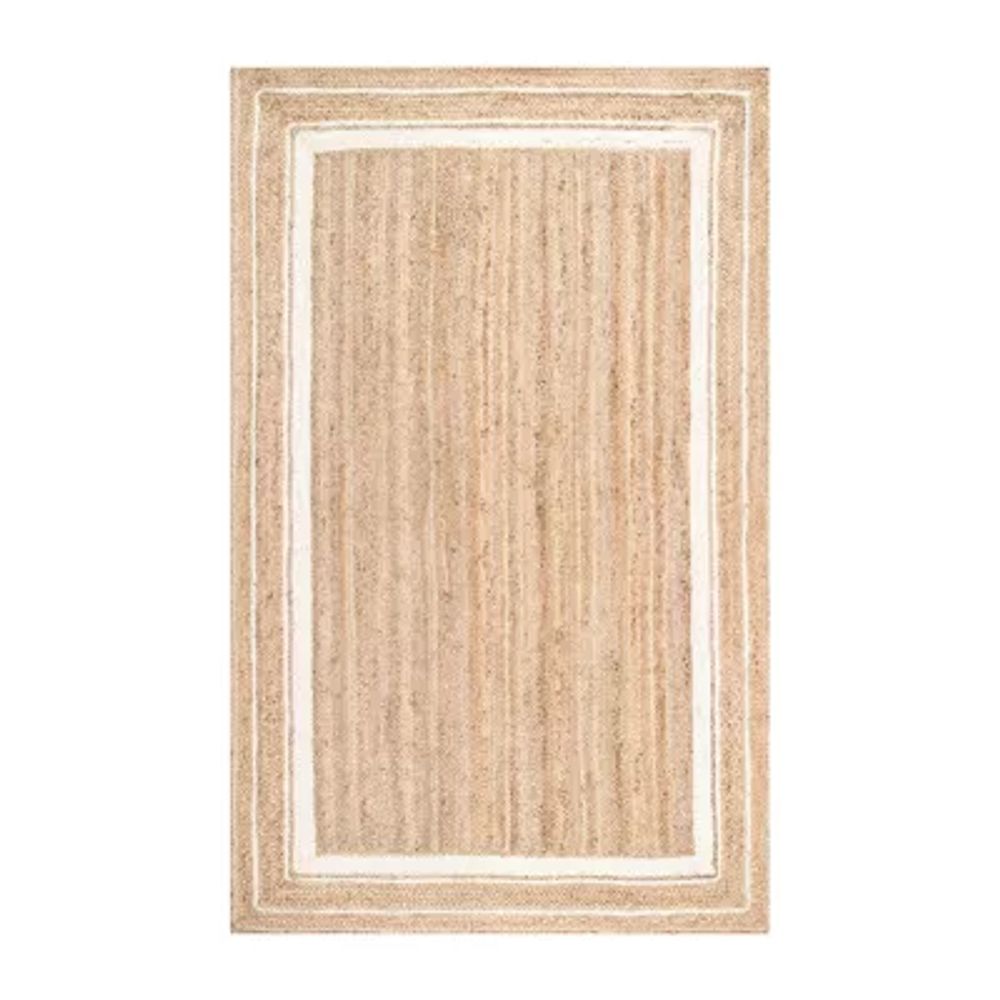 nuLOOM Charlene Braided Border Jute Area Rug, Oval 3x5, Natural