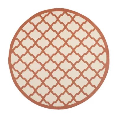 Safavieh Courtyard Collection Bailey Geometric Indoor/Outdoor Round Area Rug