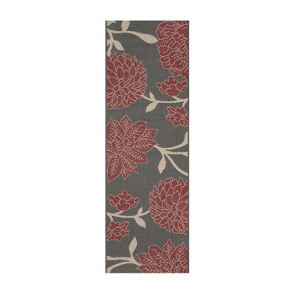 Safavieh Courtyard Collection Bertha Floral Indoor/Outdoor Runner Rug