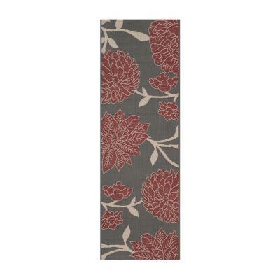 Safavieh Courtyard Collection Bertha Floral Indoor/Outdoor Runner Rug
