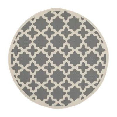 Safavieh Courtyard Collection Bokhara Geometric Indoor/Outdoor Round Area Rug