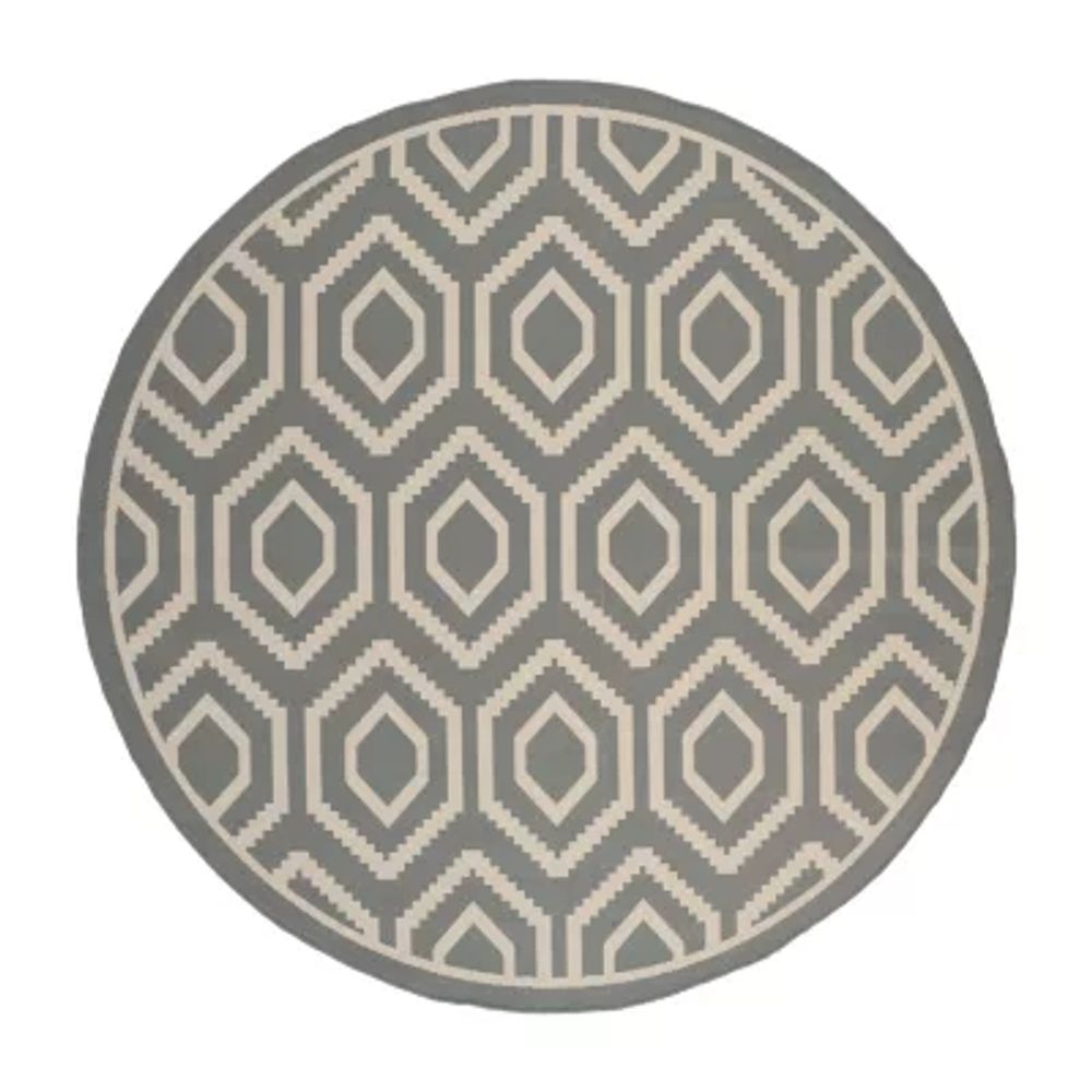 Safavieh Courtyard Collection Carmella Geometric Indoor/Outdoor Round Area Rug