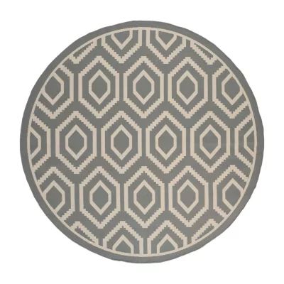 Safavieh Courtyard Collection Carmella Geometric Indoor/Outdoor Round Area Rug