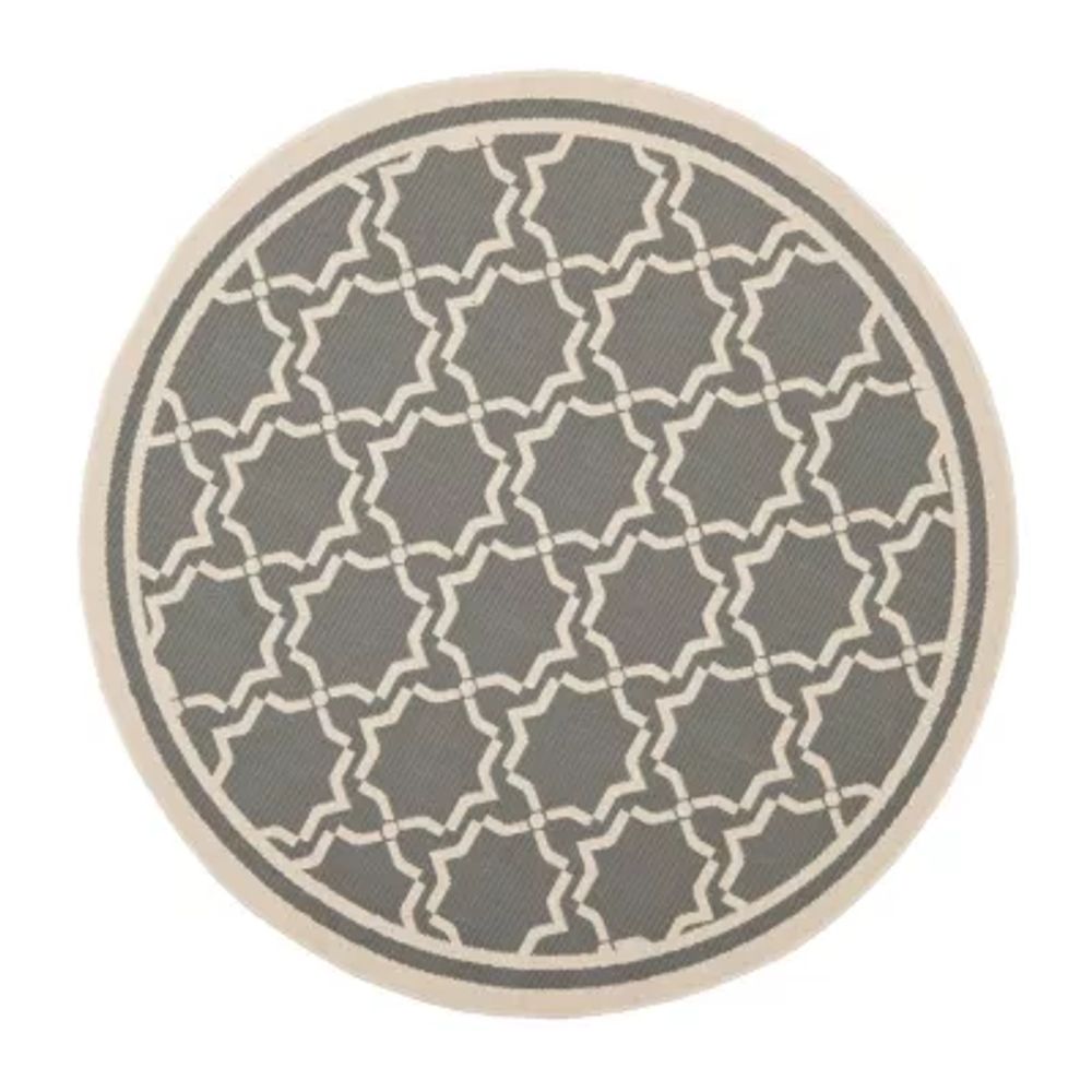 Safavieh Courtyard Collection Caymen Oriental Indoor/Outdoor Round Area Rug