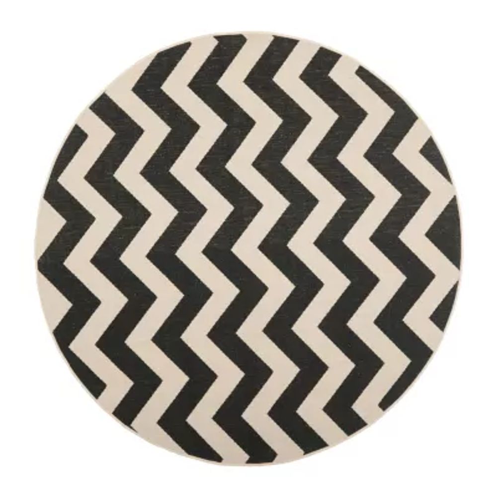 Safavieh Courtyard Collection Cennetig Chevron Indoor/Outdoor Round Area Rug