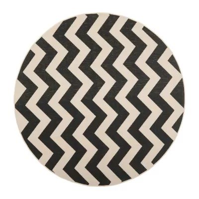 Safavieh Courtyard Collection Cennetig Chevron Indoor/Outdoor Round Area Rug