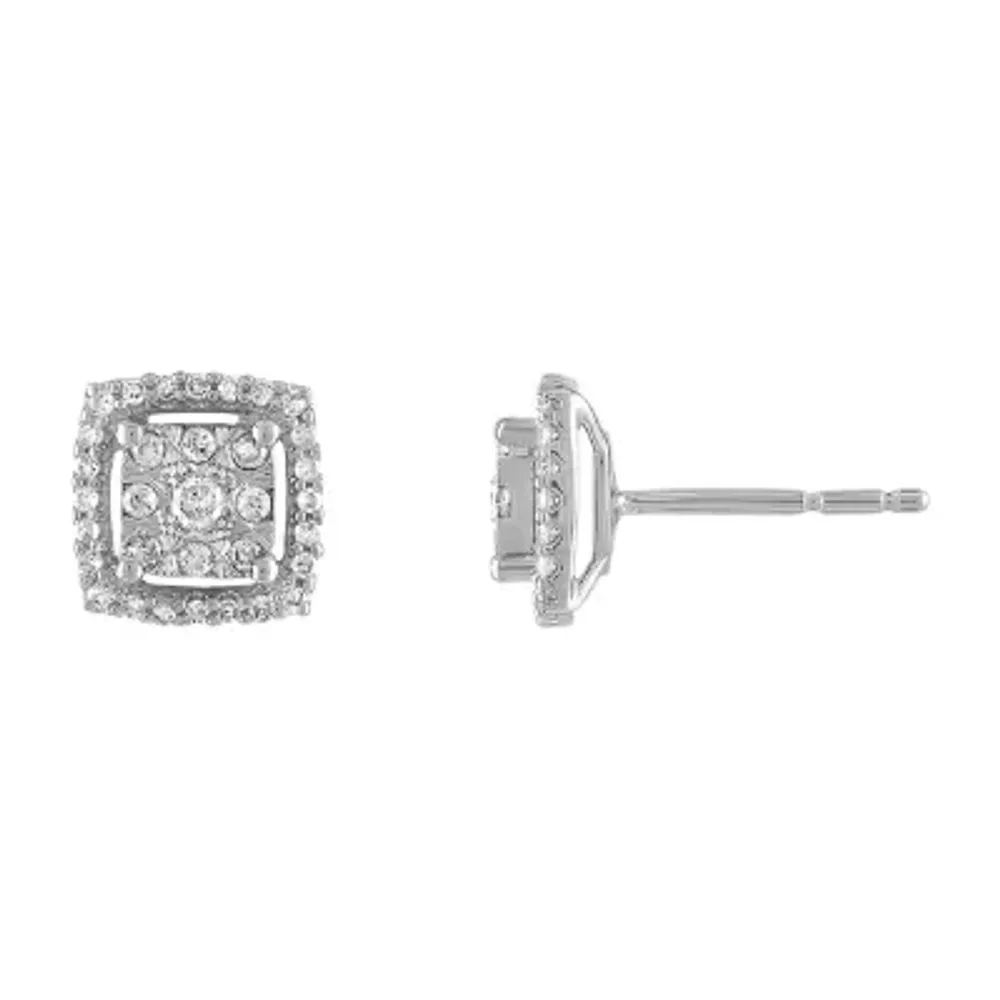 Diamond Blossom 1/4 CT. T.W. Natural White Diamond 10K White Gold 8mm Stud Earrings
