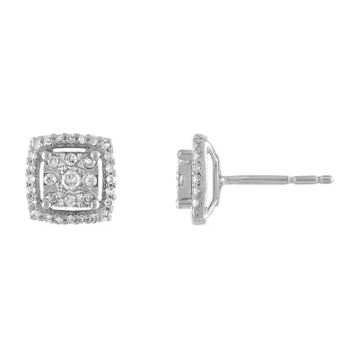 Diamond Blossom 1/4 CT. T.W. Natural White Diamond 10K White Gold 8mm Stud Earrings