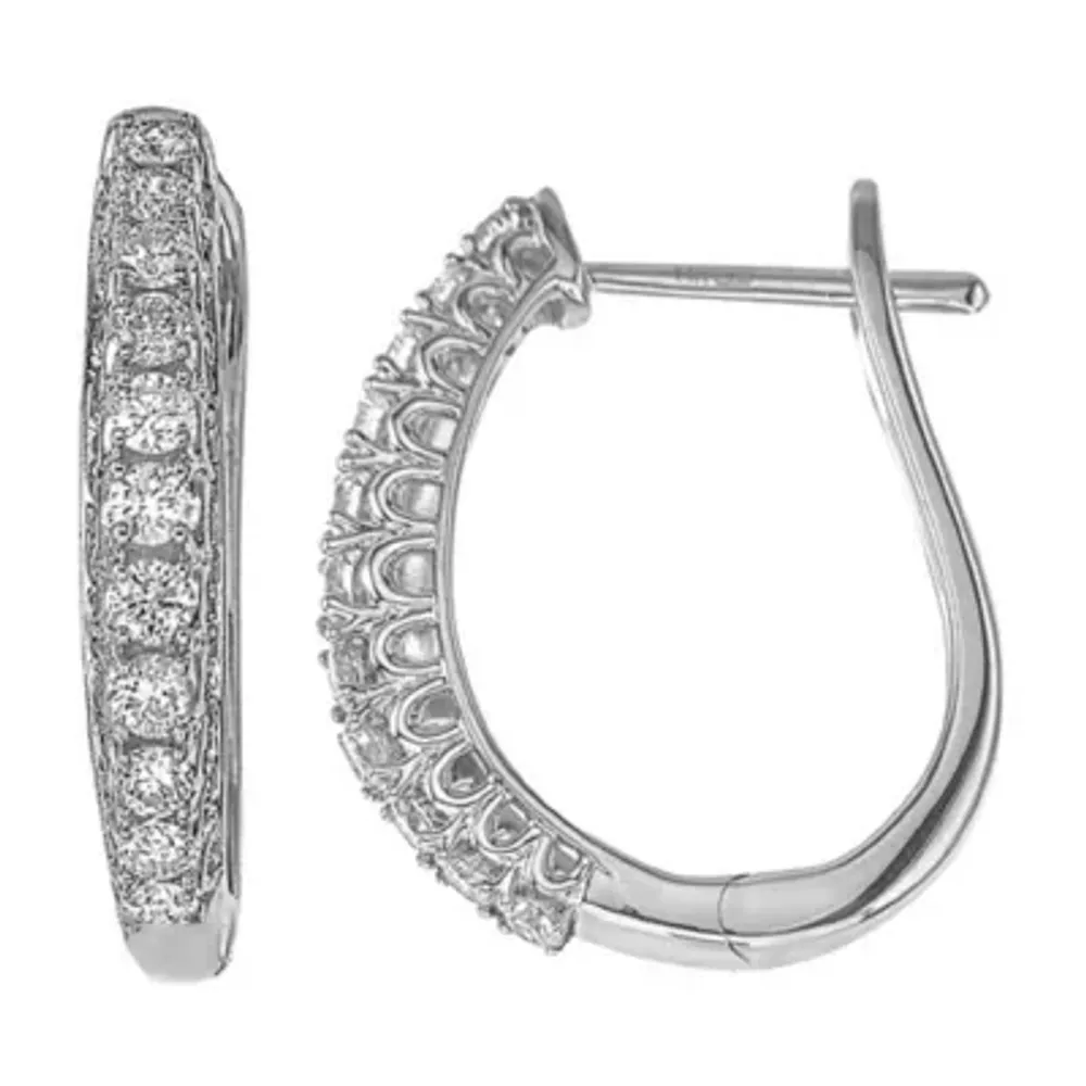 1/2 CT. T.W. Mined White Diamond 14K Gold 20.1mm Hoop Earrings