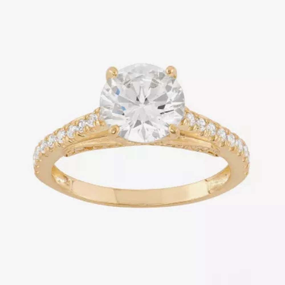 DiamonArt® Womens 2 1/2 CT. T.W. Lab Created White Cubic Zirconia 10K Gold Engagement Ring