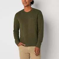 mutual weave Mens Crew Neck Long Sleeve Easy-on + Easy-off Adaptive Pocket T-Shirt