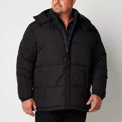 St. John's Bay Mens Big and Tall Lined Hooded Heavyweight Puffer Jacket