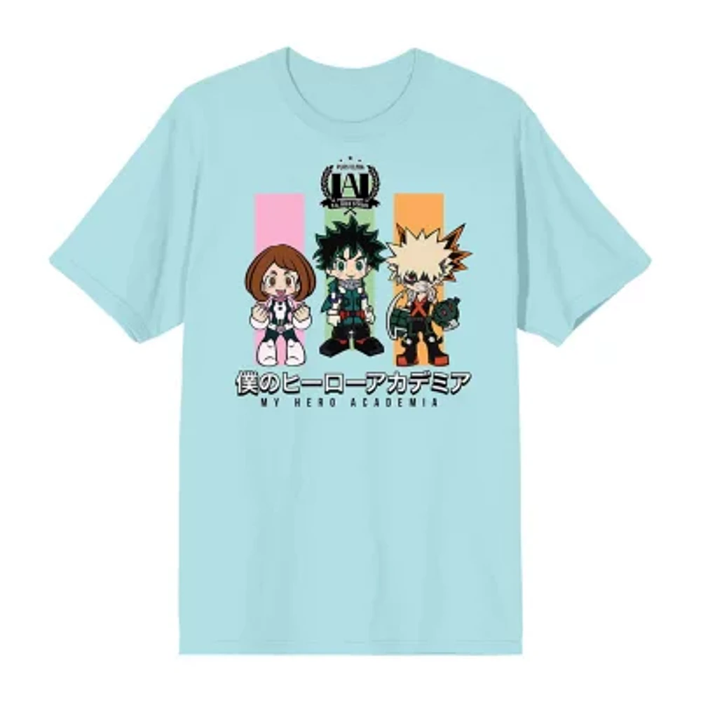 Juniors My Hero Academia Anime Chibi  Boyfriend Tee Womens Crew Neck Short Sleeve Graphic T-Shirt