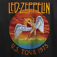 Juniors Led Zeppelin U.S.Tour 1975 Cropped Tee Womens Crew Neck Short Sleeve Graphic T-Shirt