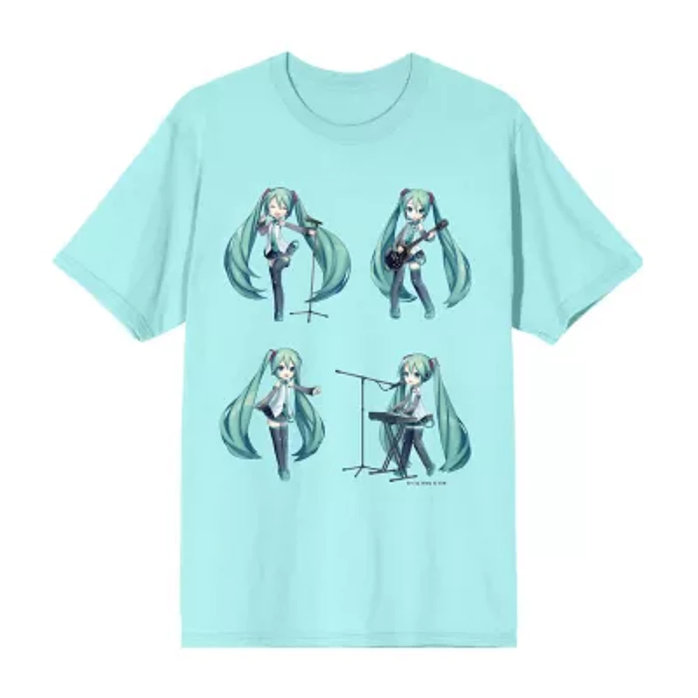 Juniors Hatsune Miku Band Boyfriend Tee Womens Crew Neck Short Sleeve Graphic T-Shirt