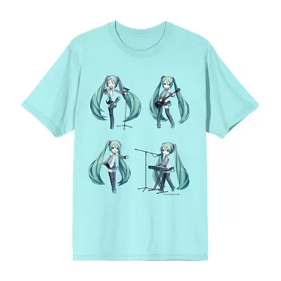 Juniors Hatsune Miku Band Boyfriend Tee Womens Crew Neck Short Sleeve Graphic T-Shirt