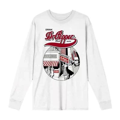 Juniors Dr. Pepper Vintage Womens Crew Neck Long Sleeve Graphic T-Shirt