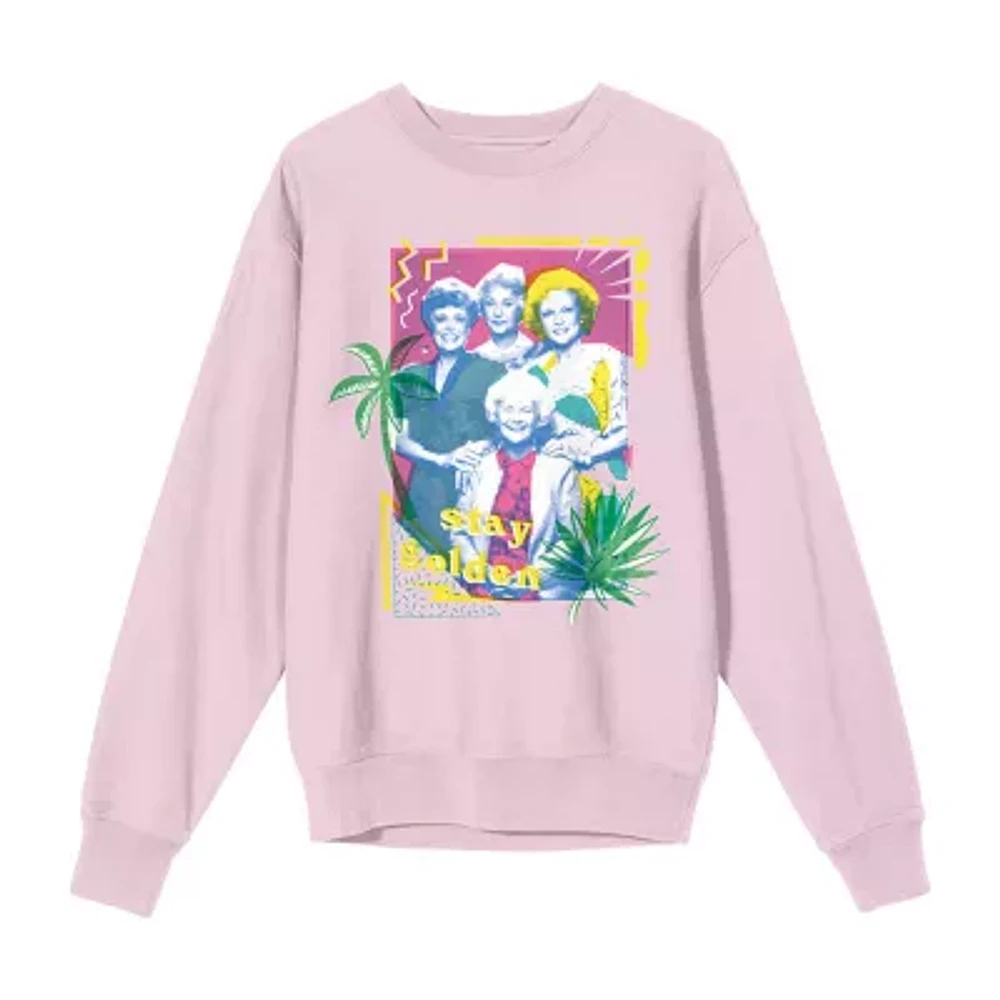 Juniors Golden Girls Pastel Art Womens Crew Neck Long Sleeve Sweatshirt