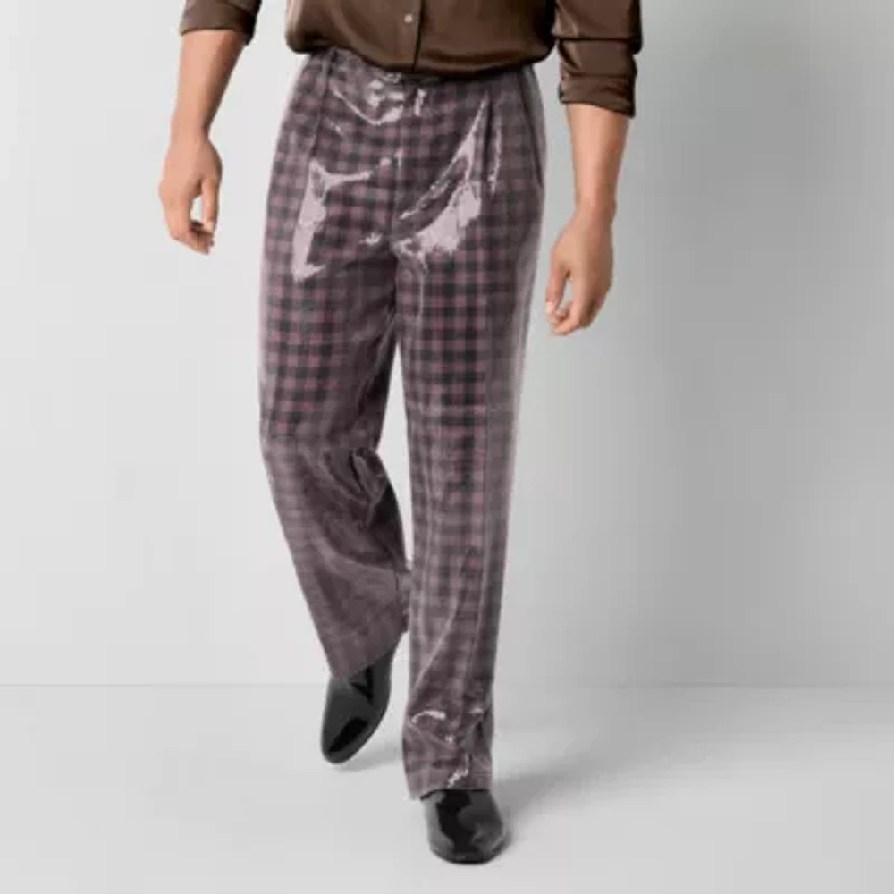 Johnny Wujek for JCPenney Sequins Mens Big and Tall Checked Straight Fit Suit Pants