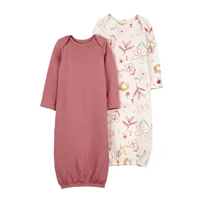 Carter's Purelysoft Baby Girls Crew Neck Long Sleeve 2-pc. Nightgown