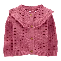 Oshkosh Baby Girls Round Neck Long Sleeve Cardigan