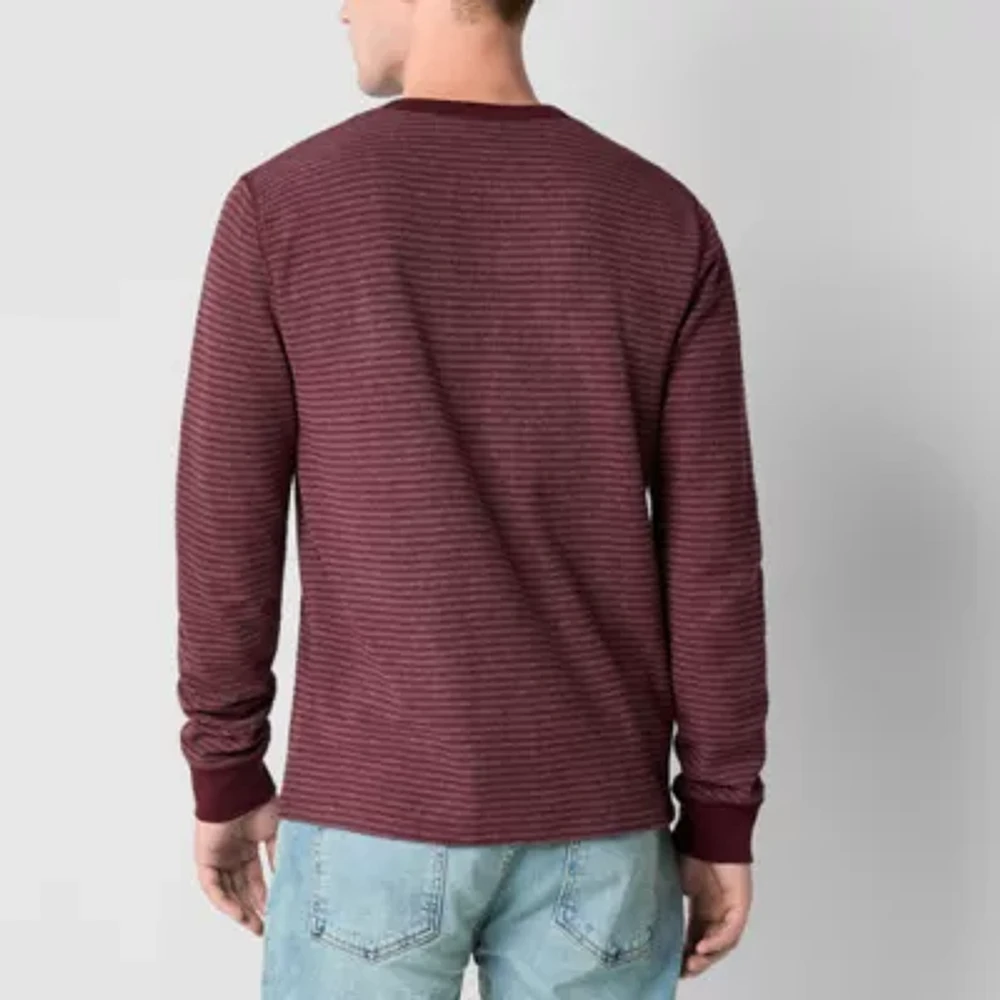 mutual weave Waffle Stripe Mens Long Sleeve Henley Shirt