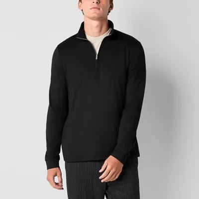 Stylus Mens Mock Neck Long Sleeve Quarter-Zip Pullover