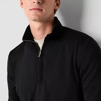 Stylus Mens Mock Neck Long Sleeve Quarter-Zip Pullover