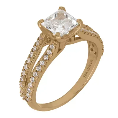 DiamonArt® Womens / CT. T.W. Lab Created White Cubic Zirconia 10K Gold Engagement Ring