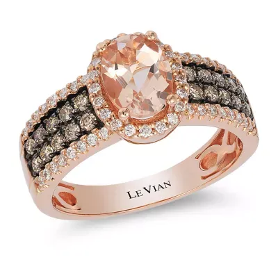 LIMITED QUANTITIES Le Vian Grand Sample Sale™ Peach Morganite™ and 1/2 CT. T.W. Vanilla & Chocolate Diamonds™ 14K Strawberry Gold® Ring