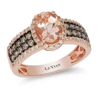 LIMITED QUANTITIES Le Vian Grand Sample Sale™ Peach Morganite™ and 1/2 CT. T.W. Vanilla & Chocolate Diamonds™ 14K Strawberry Gold® Ring