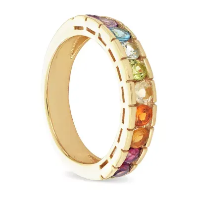 23.MM Genuine Multi Color Stone 18K Gold Over Silver Band