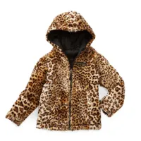 Free Country Little & Big Girls Faux Fur Hooded Reversible Heavyweight Reversible Faux Fur Coat