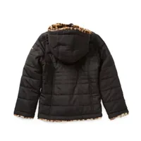 Free Country Little & Big Girls Faux Fur Hooded Reversible Heavyweight Reversible Faux Fur Coat