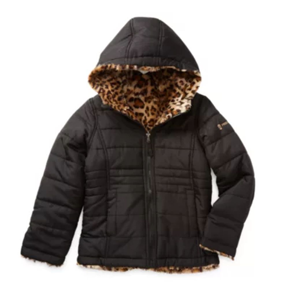 Free Country Little & Big Girls Faux Fur Hooded Reversible Heavyweight Reversible Faux Fur Coat