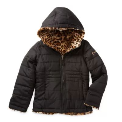 Free Country Little & Big Girls Faux Fur Hooded Reversible Heavyweight Reversible Faux Fur Coat