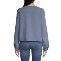 a.n.a Womens Henley Neck Long Sleeve Blouse