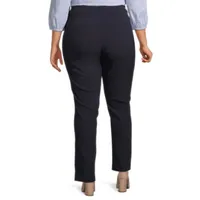 Liz Claiborne Plus Womens Amy Mid Rise Straight Pull-On Pants