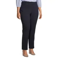 Liz Claiborne Plus Womens Amy Mid Rise Straight Pull-On Pants
